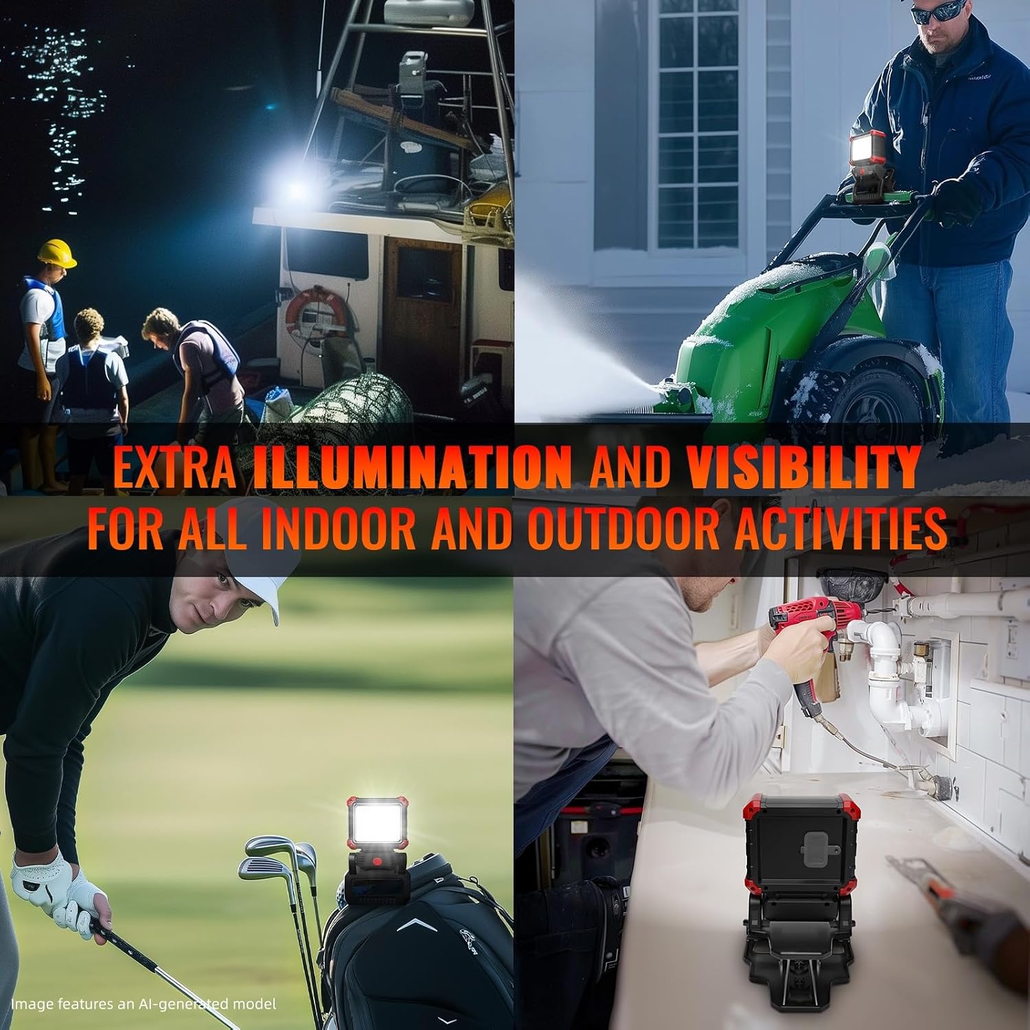 EASYMAXX Wiederaufladbare LED-Arbeitsleuchte mit Klemme, 2100 lm COB, magnetisch, zum Anklipsen, 270 ° drehbar, mit mobilem Ladegerät, tragbare Klemm-Arbeitsleuchte für Boote, Autoreparatur — Ansicht 6