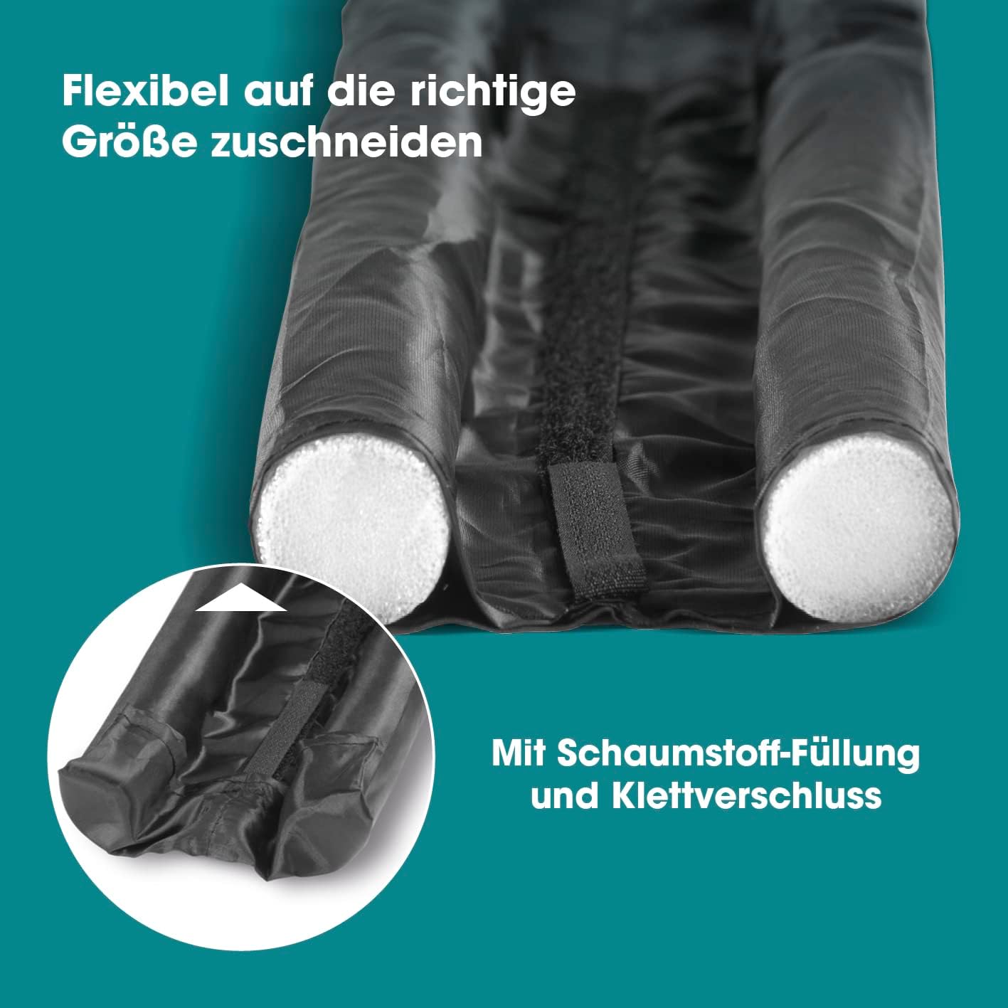 EASYmaxx Zugluftstopper doppelseitig 12 x 90cm | Türdichtung für maximale Isolierung | Für alle gängigen Türen geeignet | Individuell zuschneidbar | Stoppt Zugluft, Staub, Insekten [Schwarz] — Ansicht 6