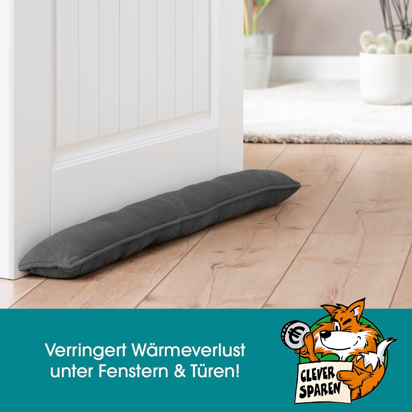 EASYmaxx Zugluftstopper | Luftstopper für Türen & Fenster | extra schwere Türbodendichtung | Schutz vor Luftzug & Lärm | Energiesparend | Waschbar [90cm lang/Anthrazit] — Ansicht 2