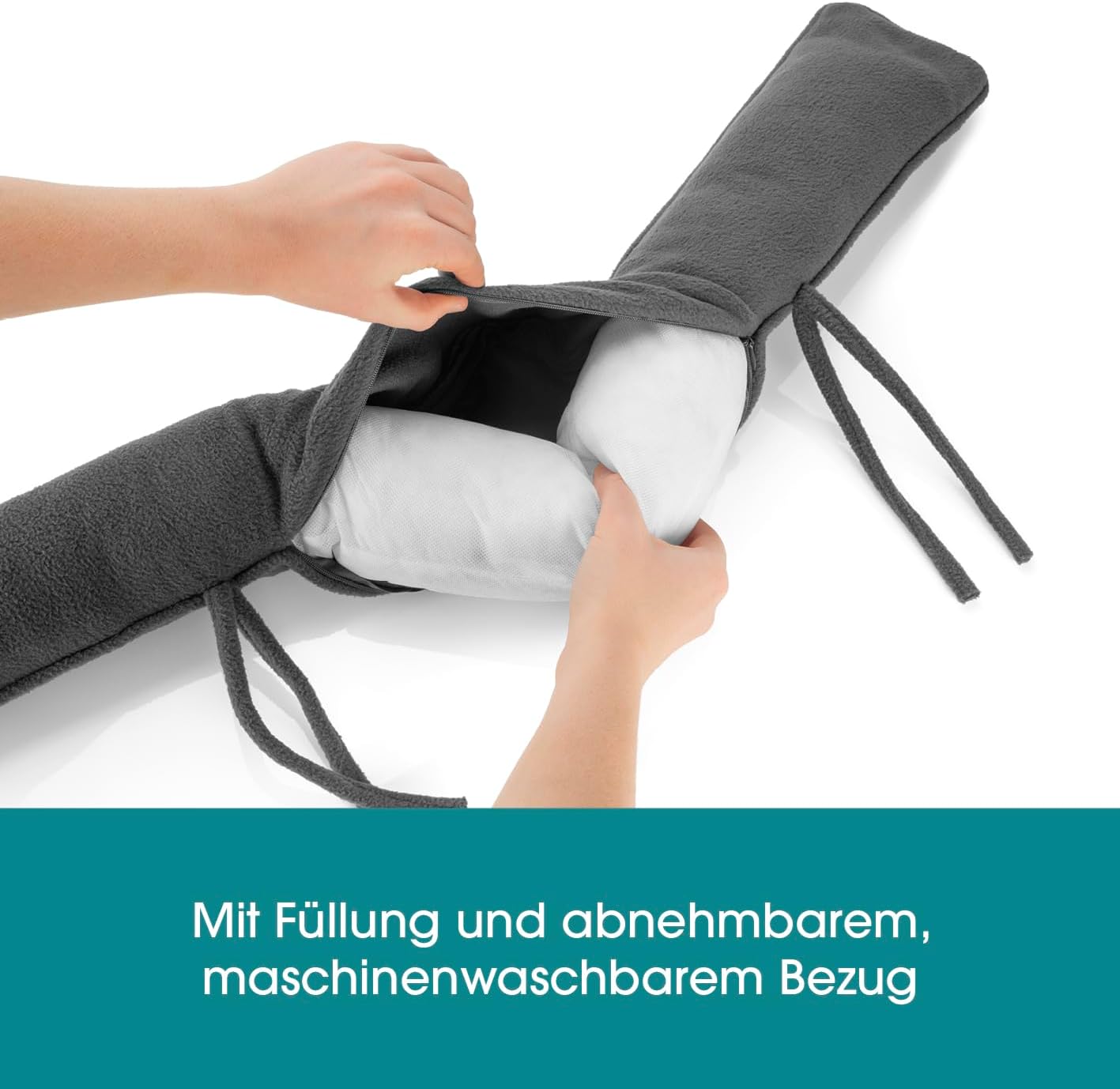 EASYmaxx Zugluftstopper | Luftstopper für Türen & Fenster | extra schwere Türbodendichtung | Schutz vor Luftzug & Lärm | Energiesparend | Waschbar [90cm lang/Anthrazit] — Ansicht 5